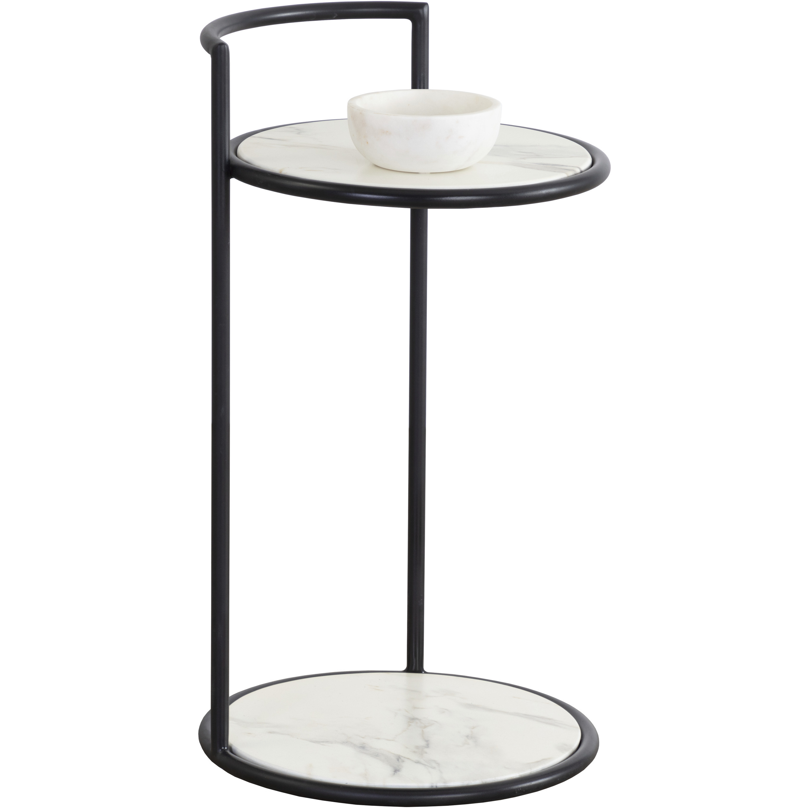 Parga 25 X 14 inch Black / Marble Look Outdoor End Table